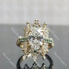 Vintage art deco pave ethical lab diamond engagement ring only semi-mount only(Exclusively to DovEggs Stones)
