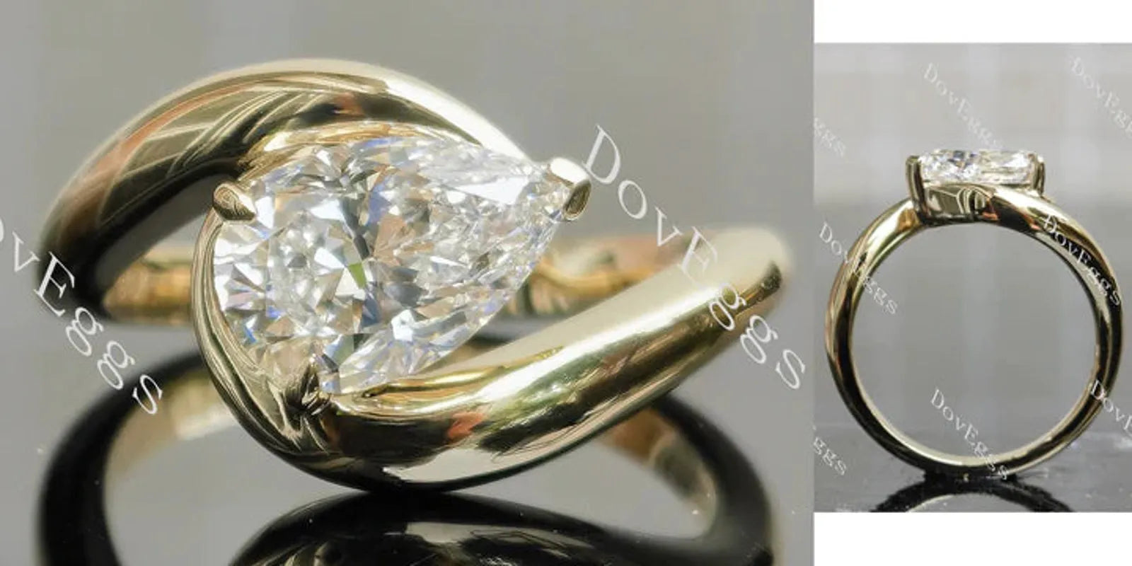 Solitaire ethical lab diamond engagement ring only semi-mount only(Exclusively to DovEggs Stones)