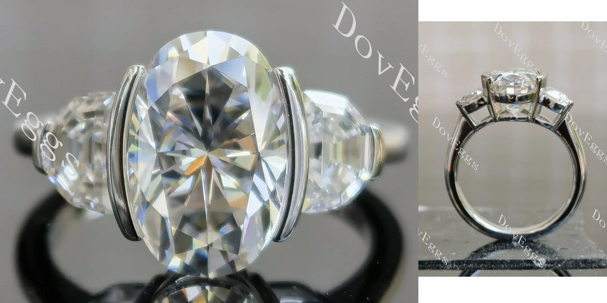 Three stones ethical lab diamond engagement ring only semi-mount only(Exclusively to DovEggs Stones)