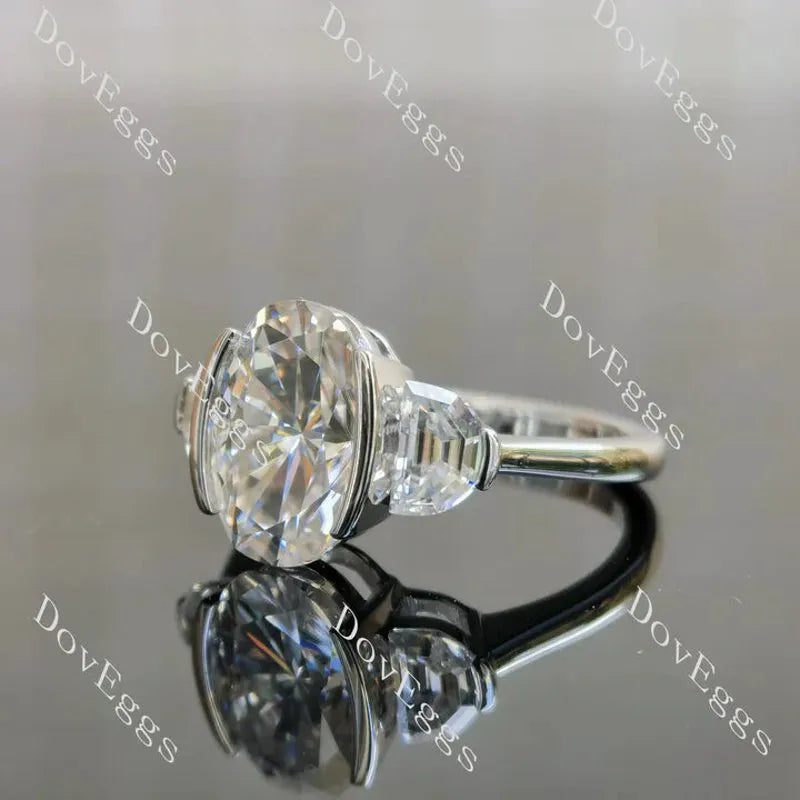 Three stones ethical lab diamond engagement ring only semi-mount only(Exclusively to DovEggs Stones)