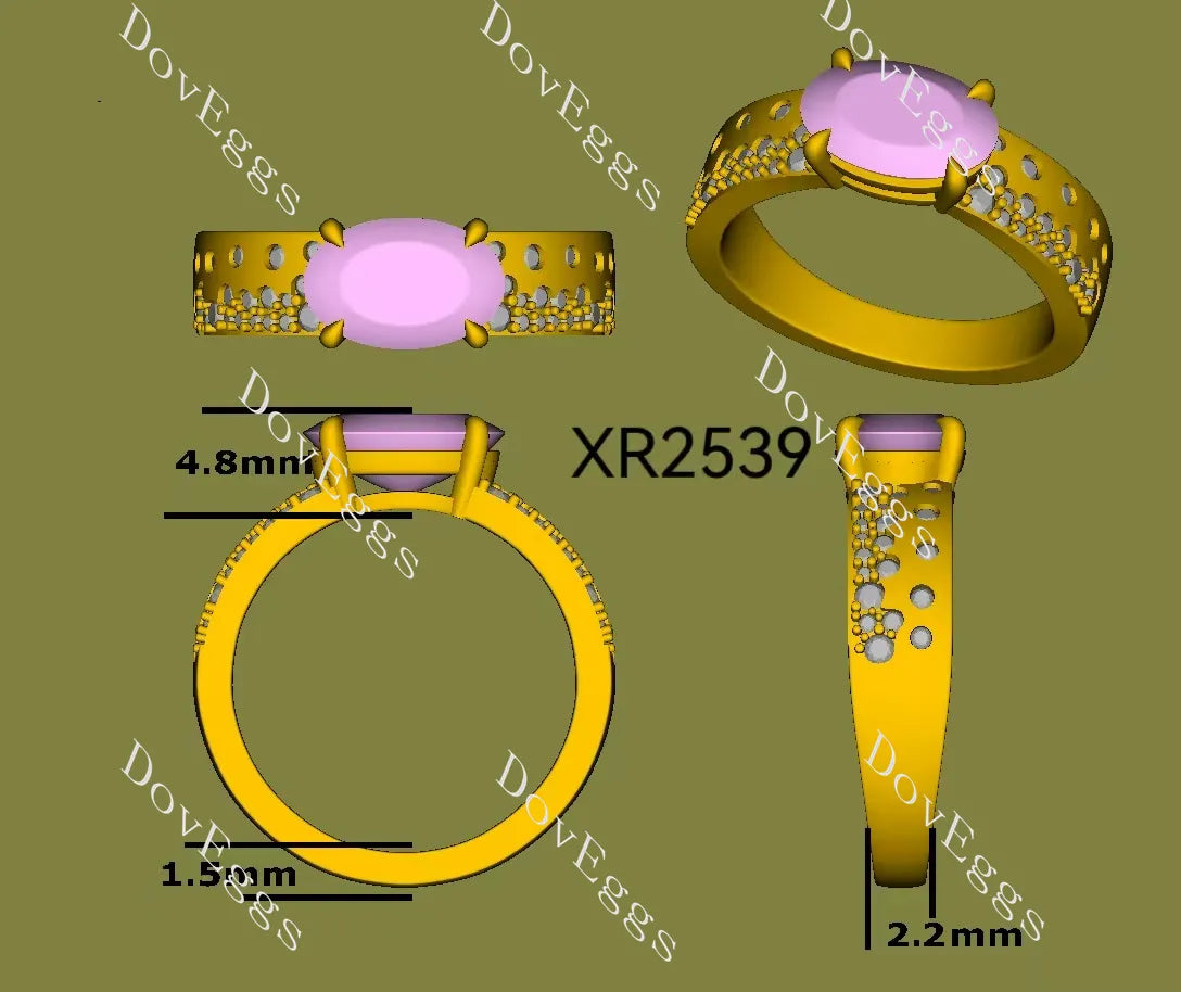 Pave brilliant lab diamond engagement ring set semi-mount only(Exclusively to DovEggs Stones)