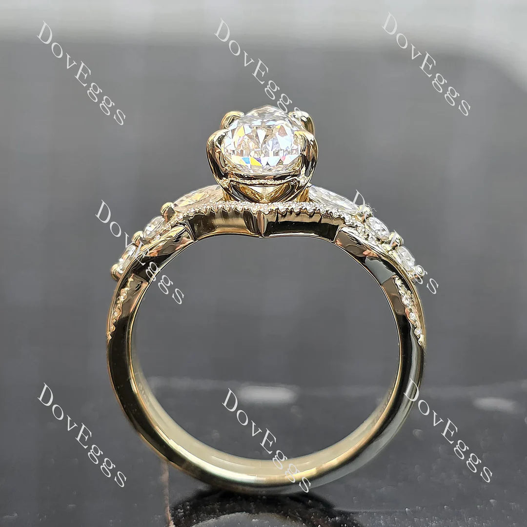 Pave side stones brilliant engagement ring set semi-mount only(Exclusively to DovEggs Stones)