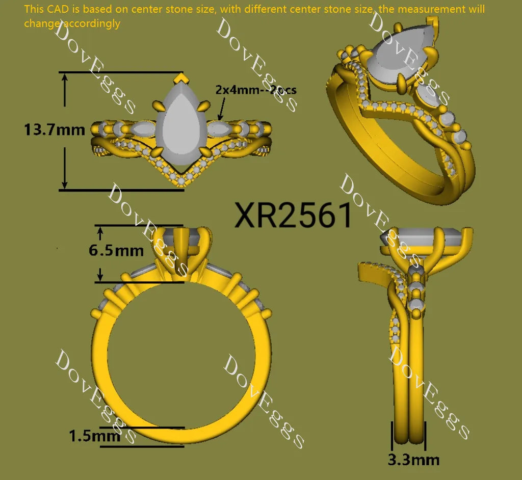 Pave side stones brilliant engagement ring set semi-mount only(Exclusively to DovEggs Stones)