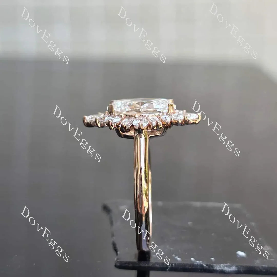 Floral vintage halo lab diamond engagement ring set semi-mount only(Exclusively to DovEggs Stones)