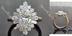 Oval floral vintage halo moissanite engagement ring| DovEggs
