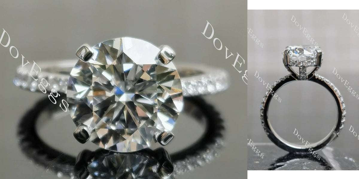 Round 3/4 eternity pave moissanite engagement ring| DovEggs