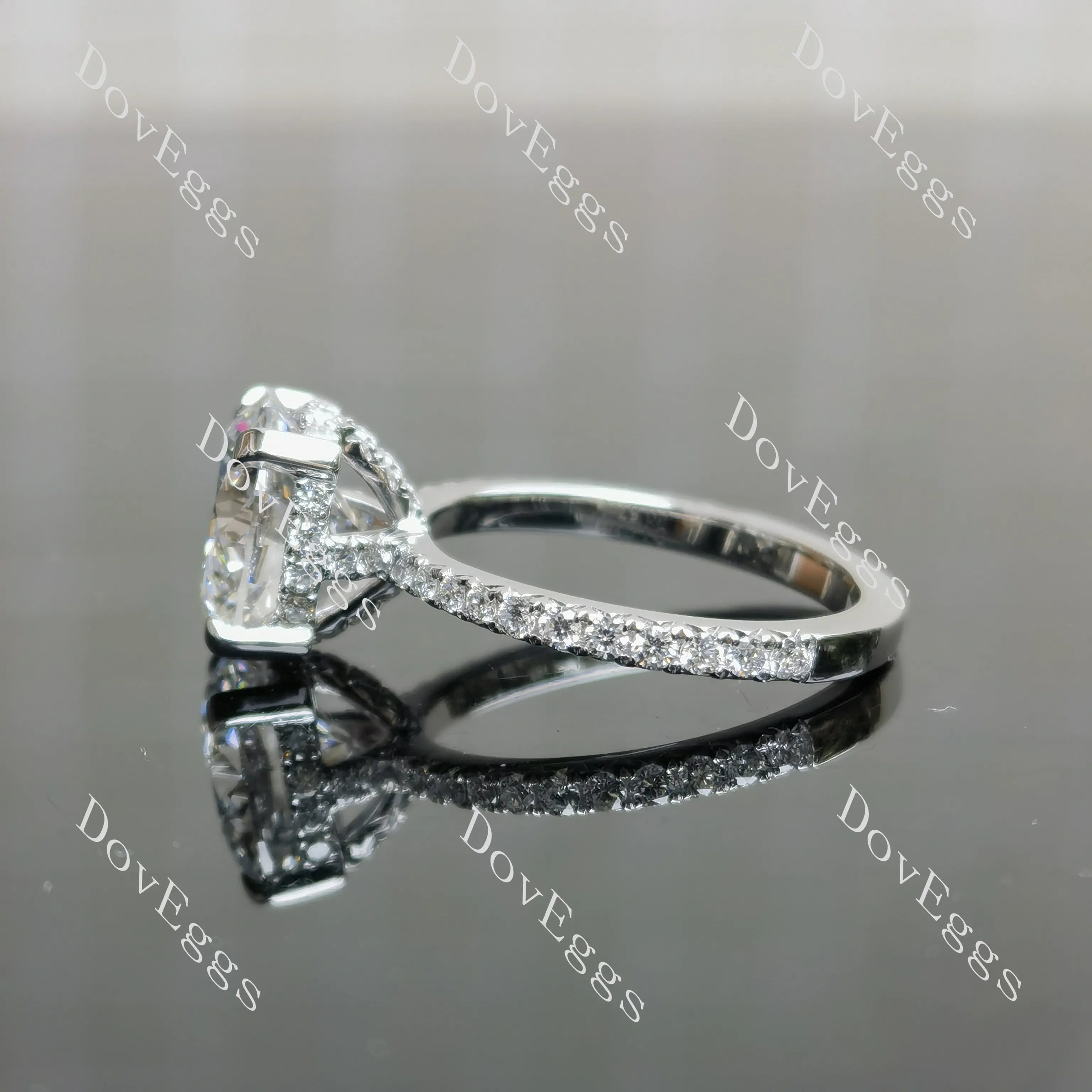 Round 3/4 eternity pave moissanite engagement ring| DovEggs