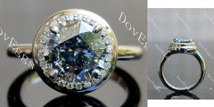 Octagon candy button halo stardust grey moissanite engagement ring| DovEggs