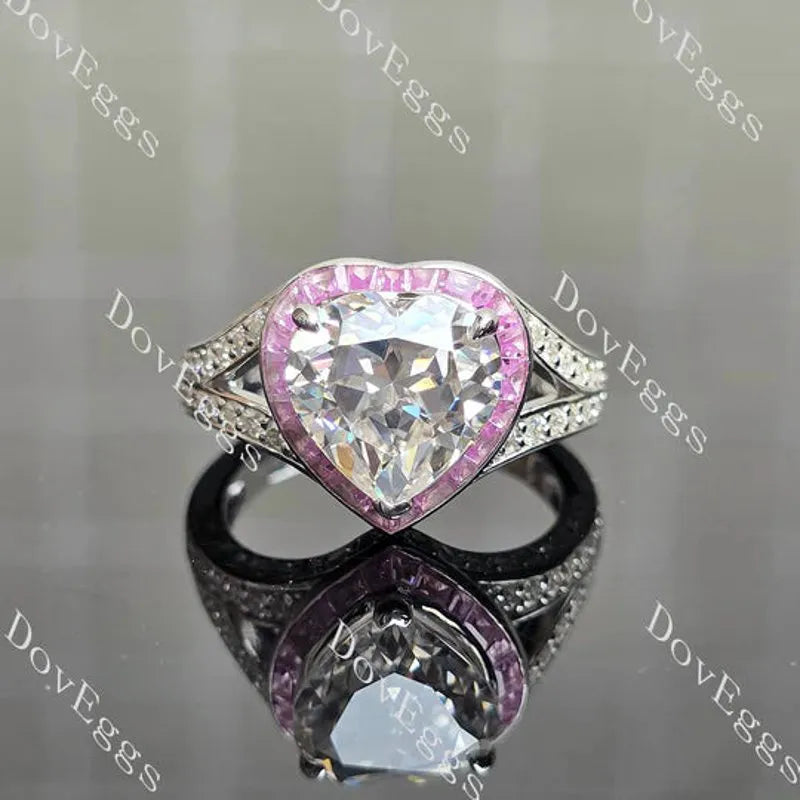 Beth's Bella-Heart halo split shanks pave lab diamond engagement ring semi-mount only(Exclusively to DovEggs Stones)