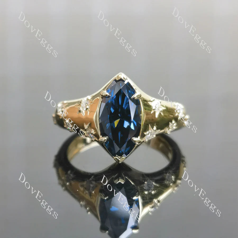 Bezel art deco pave engagement ring semi-mount only(Exclusively to DovEggs Stones)