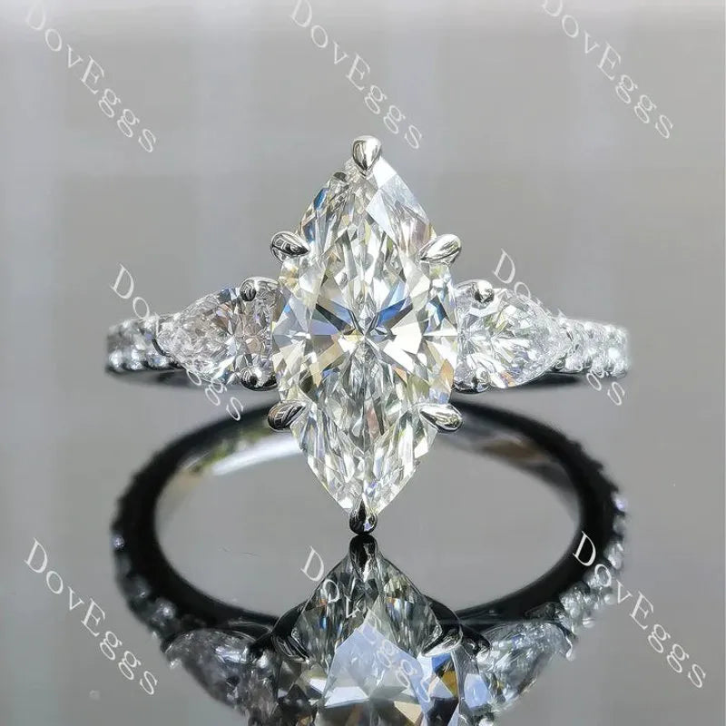 Side stone pave lab diamond engagement ring semi-mount only(Exclusively to DovEggs Stones)