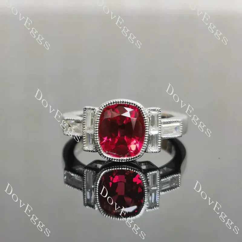 Vintage bezel milgrain side stones lab diamond engagement ring semi-mount only(Exclusively to DovEggs Stones)