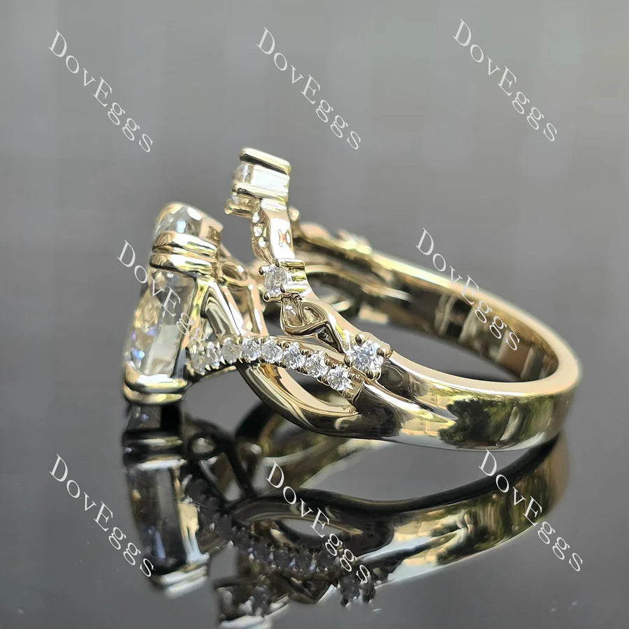 Pave vine & leaf lab diamond engagement ring set semi-mount only(Exclusively to DovEggs Stones)