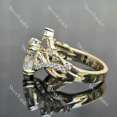 Pave vine & leaf lab diamond engagement ring set semi-mount only(Exclusively to DovEggs Stones)