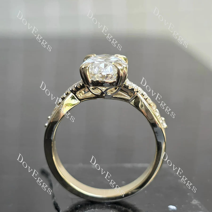 Pave vine & leaf lab diamond engagement ring set semi-mount only(Exclusively to DovEggs Stones)