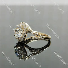 Beth's Leaves of Autumn-Round halo art deco lab diamond engagement ring semi-mount only(Exclusively to DovEggs Stones)