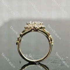 Beth's Leaves of Autumn-Round halo art deco lab diamond engagement ring semi-mount only(Exclusively to DovEggs Stones)