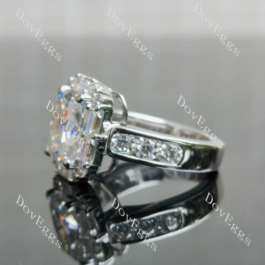 Halo art deco lab diamond engagement ring semi-mount only(Exclusively to DovEggs Stones)