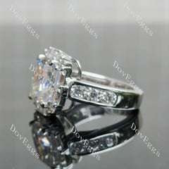 Cushion halo art deco moissanite engagement ring| DovEggs