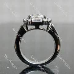 Cushion halo art deco moissanite engagement ring| DovEggs