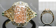 Carved art deco lab diamond engagement ring semi-mount only(Exclusively to DovEggs Stones)