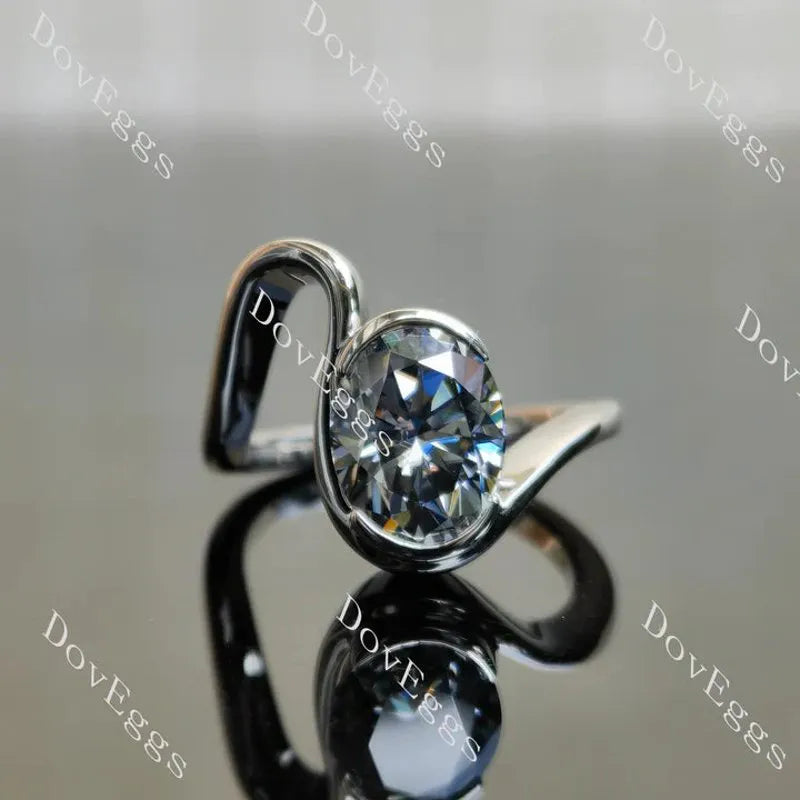Solitaire twist bezel lab diamond engagement ring semi-mount only(Exclusively to DovEggs Stones)