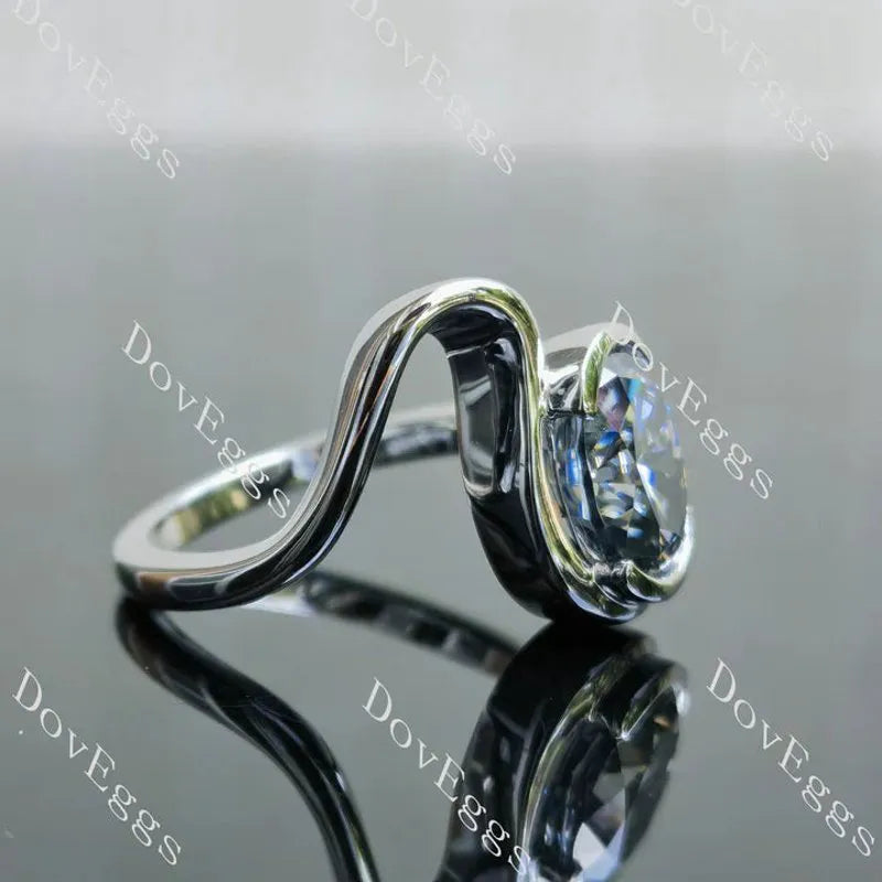 Solitaire twist bezel lab diamond engagement ring semi-mount only(Exclusively to DovEggs Stones)