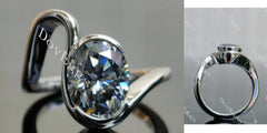 Solitaire twist bezel lab diamond engagement ring semi-mount only(Exclusively to DovEggs Stones)