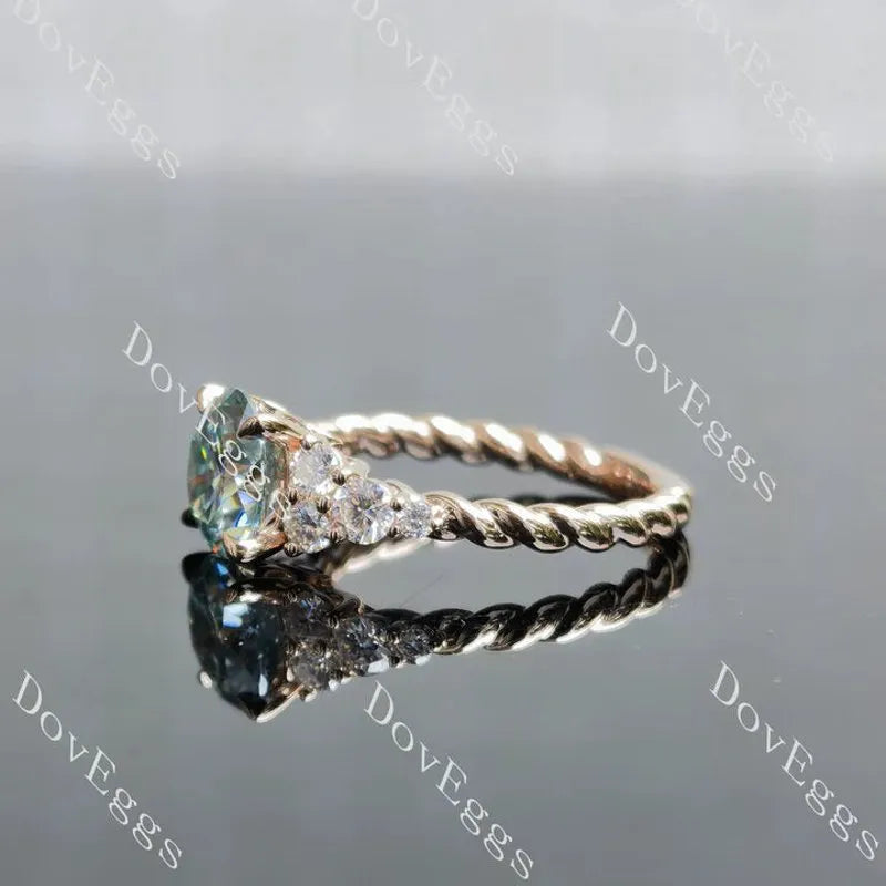 Side stones twisted shank lab diamond engagement ring semi-mount only(Exclusively to DovEggs Stones)
