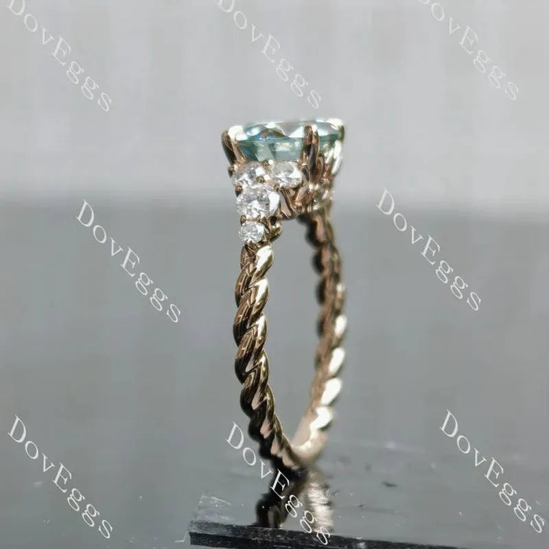 Side stones twisted shank lab diamond engagement ring semi-mount only(Exclusively to DovEggs Stones)