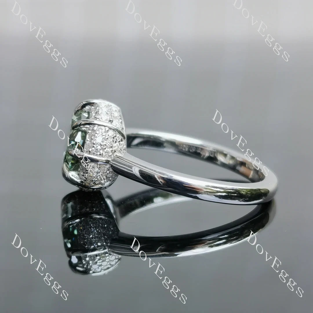 Art deco pave lab diamond engagement ring semi-mount only(Exclusively to DovEggs Stones)