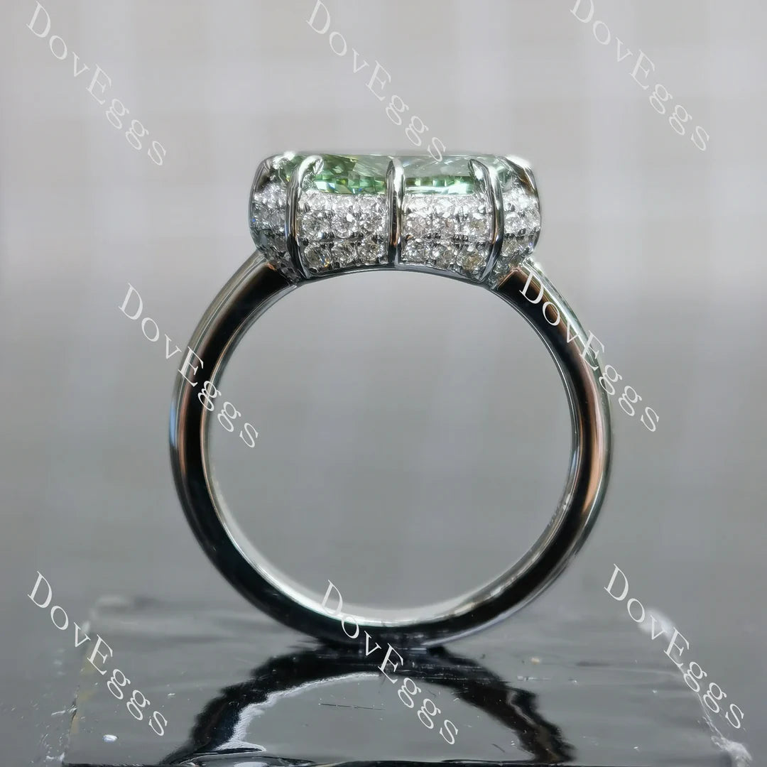 Art deco pave lab diamond engagement ring semi-mount only(Exclusively to DovEggs Stones)