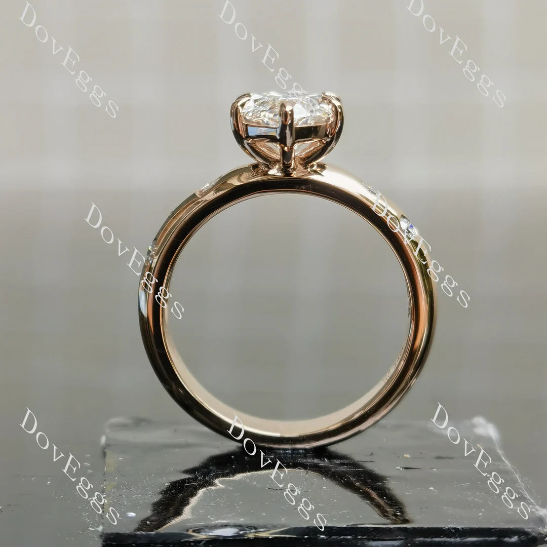 Art deco pave lab diamond engagement ring semi-mount only(Exclusively to DovEggs Stones)