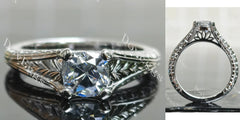 Solitaire carved lab diamond engagement ring semi-mount only(Exclusively to DovEggs Stones)