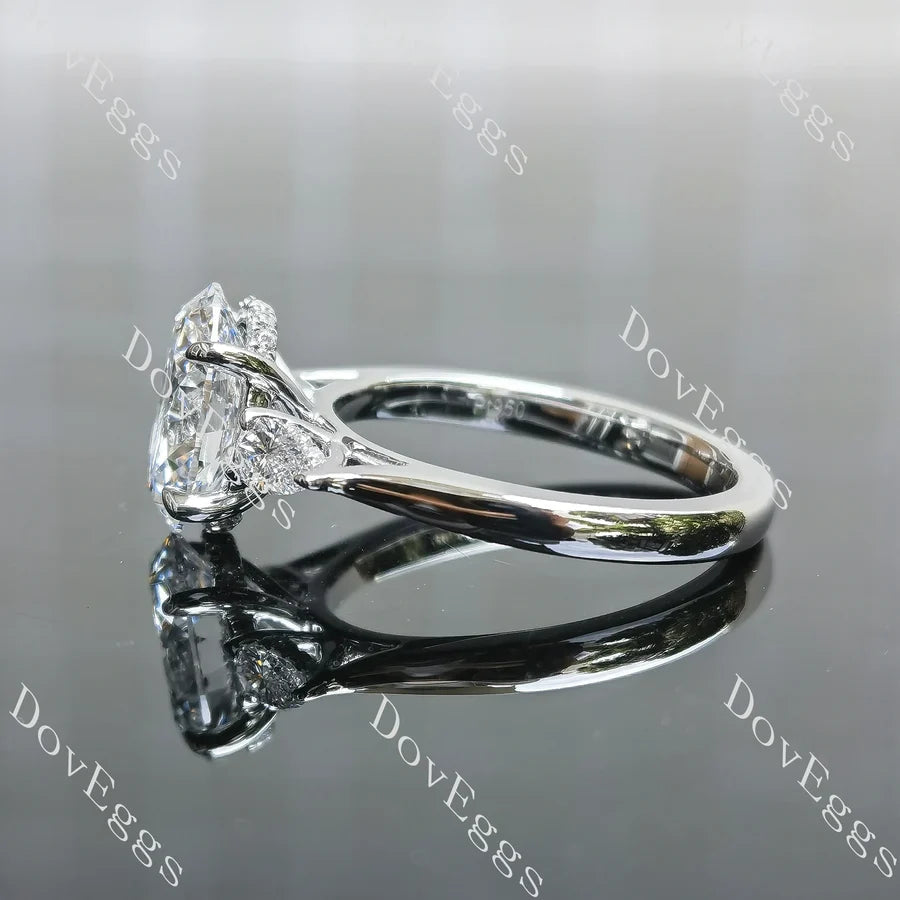 Side stones hidden halo lab diamond engagement ring semi-mount only(Exclusively to DovEggs Stones)