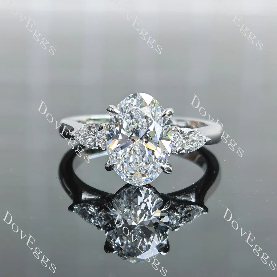 Side stones hidden halo lab diamond engagement ring semi-mount only(Exclusively to DovEggs Stones)