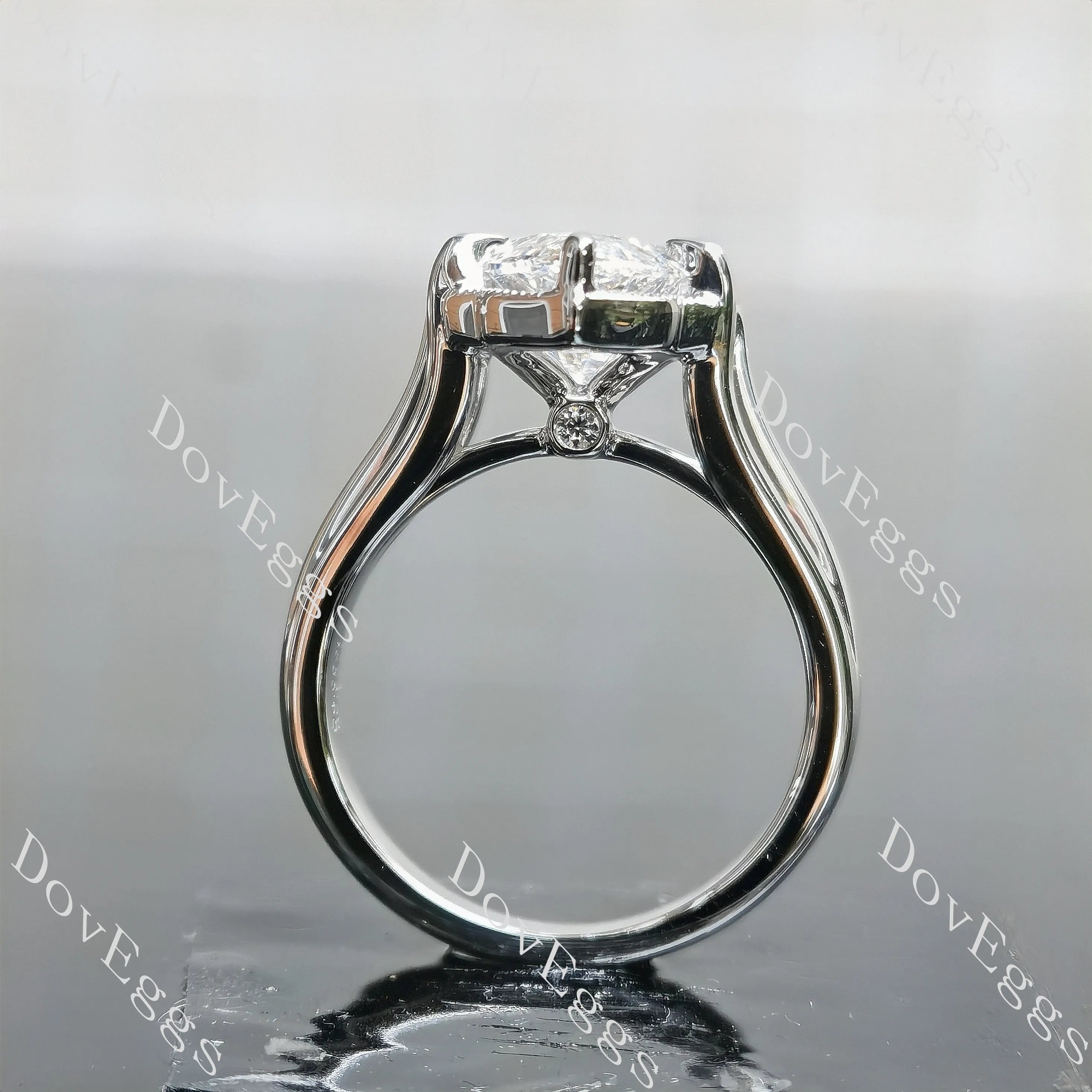Marquise split shanks vintage moissanite engagement ring| DovEggs