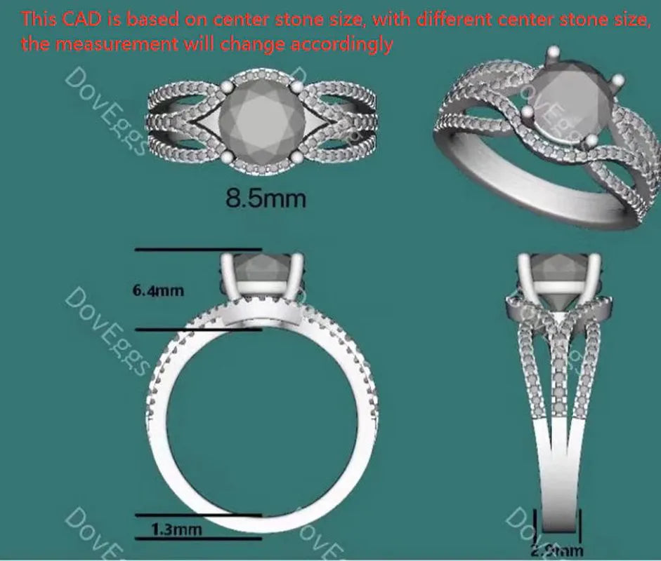 Doveggs pave engagement ring only semi-mount only(Exclusively to DovEggs Stones)