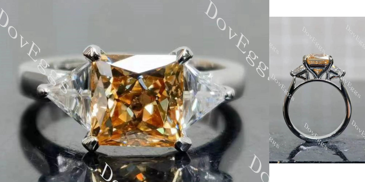 Doveggs princess pave three stones moissanite engagement ring(engagement ring only)
