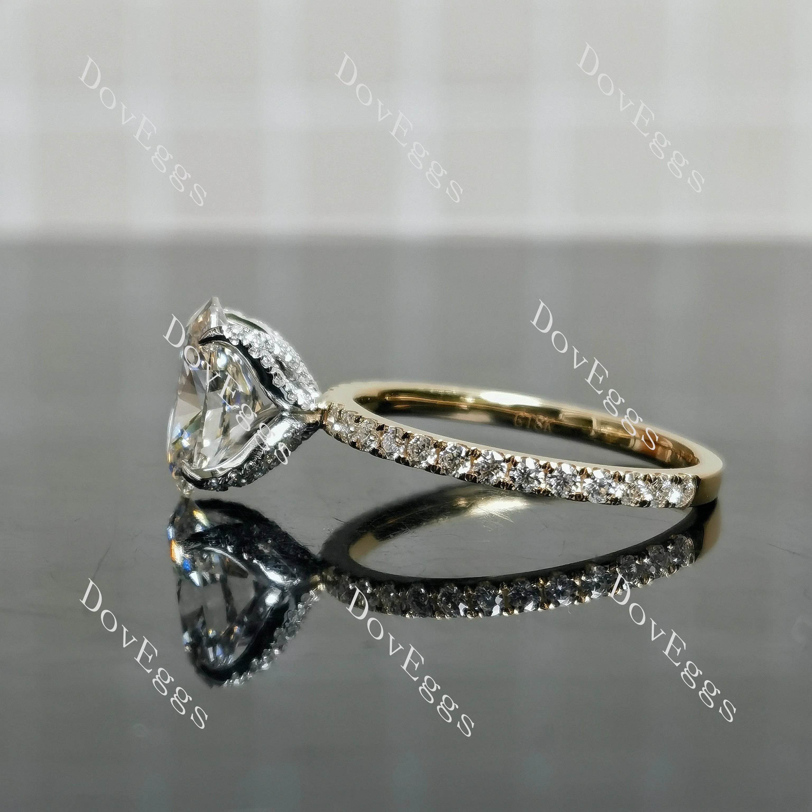 Corona-Oval pave moissanite engagement ring| DovEggs