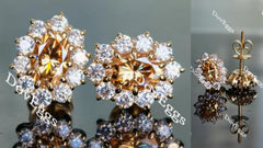 Doveggs champagne oval moissanite earrings for women