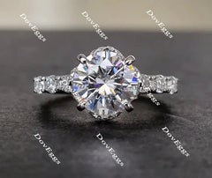 DovEggs halo side-stone engagement ring only semi-mount only(Exclusively to DovEggs Stones）
