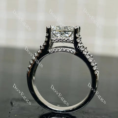 Kaleidoscope-Octagon pave vintage moissanite engagement ring | DovEggs