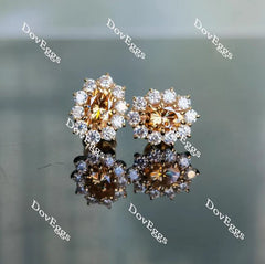 Doveggs champagne oval moissanite earrings for women
