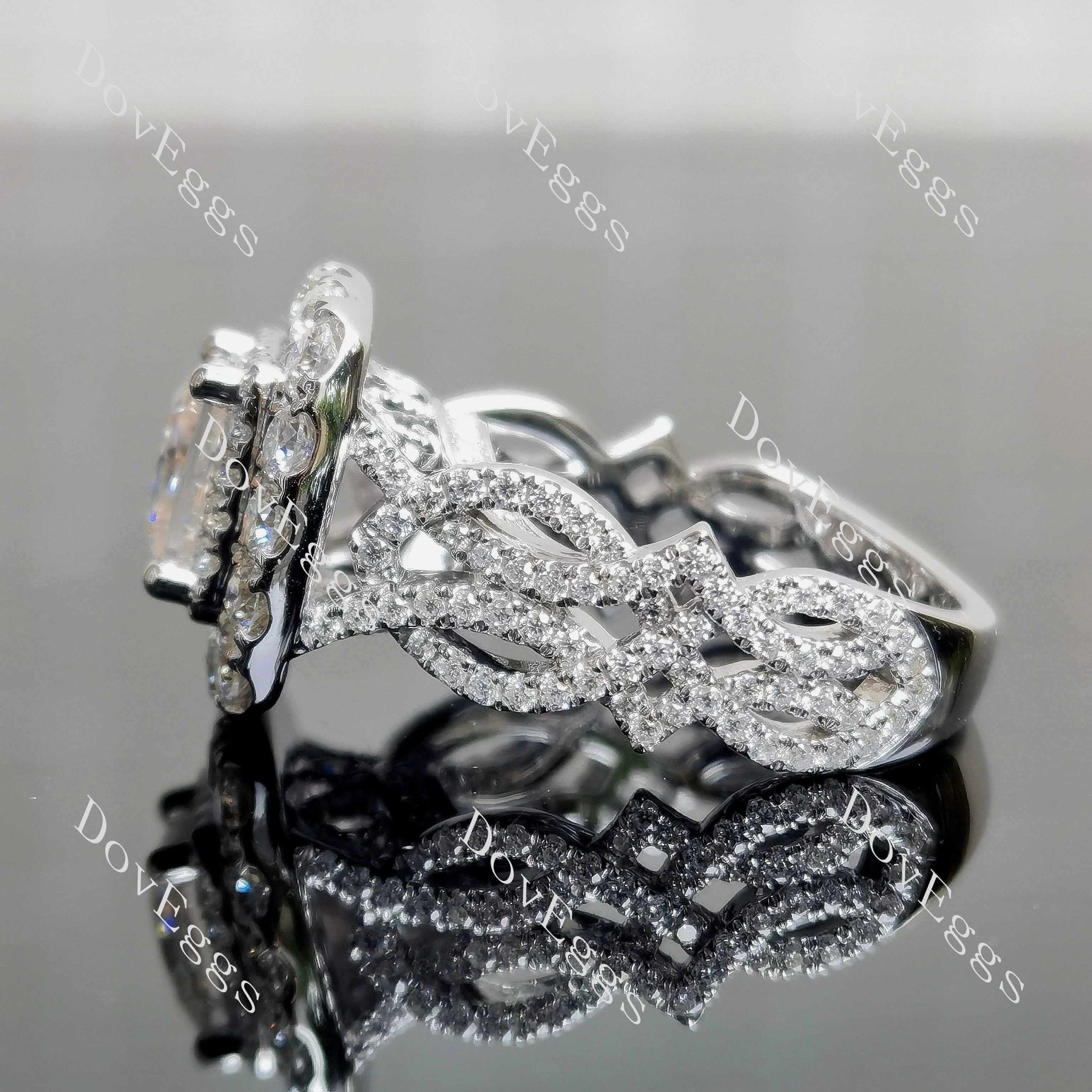 Doveggs halo moissanite engagement ring only