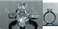 Doveggs Marquise Step cut half eternity pave moissanite engagement ring