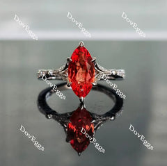Doveggs marquise art deco orange sapphire colored gem engagement ring