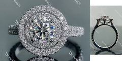 Doveggs round halo pave moissanite engagement ring