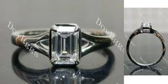 Emerald solitaire split shanks moissanite engagement ring| DovEggs