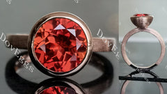 Doveggs round bezel textured vivid pegion blood ruby colored gem engagement ring
